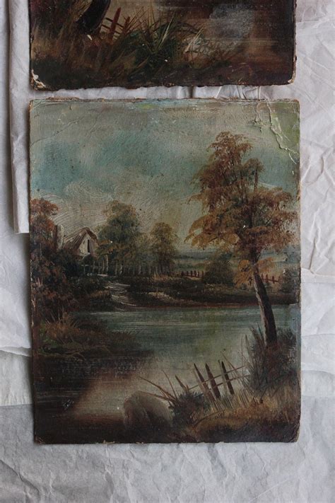 Old Small Landscape Oil Paintings on Board – The Linen Garden