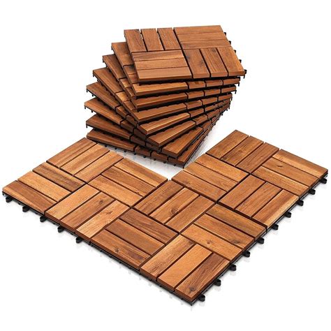 Acacia Wood Interlocking Deck Tiles,Plastic Wood Composite Interlock ...