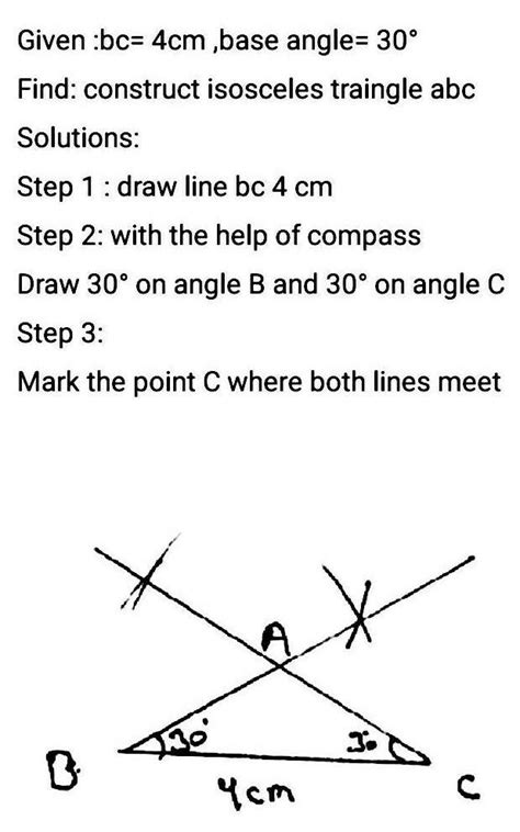 Construct an Isosceles triangle ABC such that :1. Base BC = 4 Cm And ...