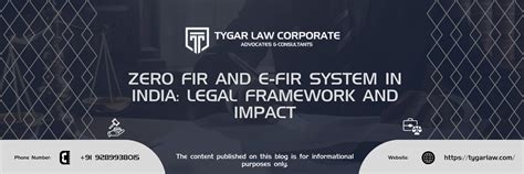 Zero FIR and E-FIR System in India: Legal Framework and Impact – TYGAR ...