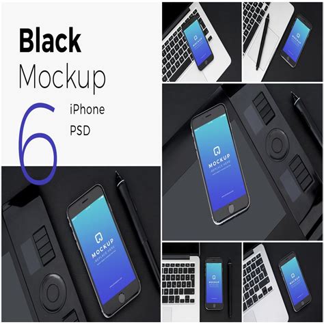 经典旧款黑色iPhone样机PSD模板 Black iPhone Mockups PSDs - 设计素材分享|一流设计网
