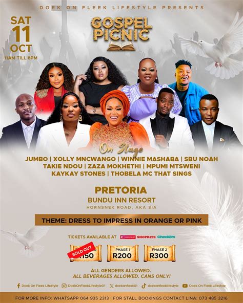 Doek On Fleek Gospel Picnic - PRETORIA, Bundu Inn Lodge, Pretoria, 11 ...