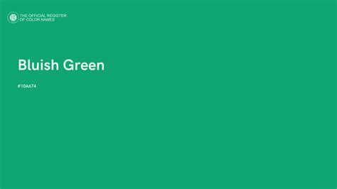 Bluish Green color - #10A674 - The Official Register of Color Names