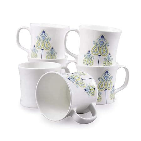 Buy Clay Craft Bone China Liza Mw Coffee Mug Set, 150Ml, Multicolor, 6 ...