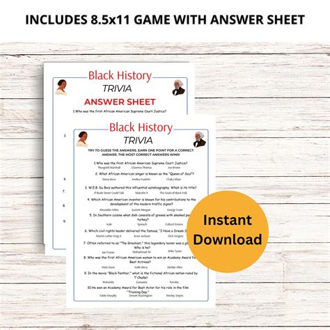 Black History Trivia Game, Black History Game for Kids and Adults ...