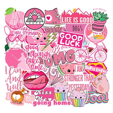 Buy Cute Pink Teen Girl Stickers 42 Pcs for Laptop and Water Bottles ...