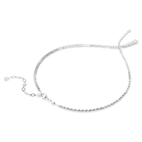 Matrix Y necklace, Mixed cuts, White, Rhodium plated | Swarovski