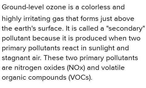 Explain how ground level ozone cause air pollution. - Brainly.in