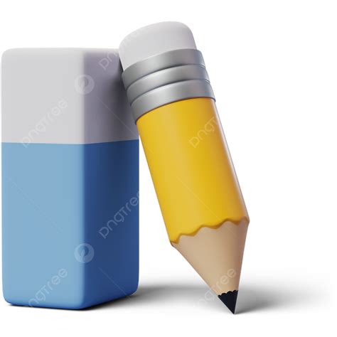 Erasing Pencil Clipart Transparent PNG Hd, 3d Icon Of Pencil And Eraser ...