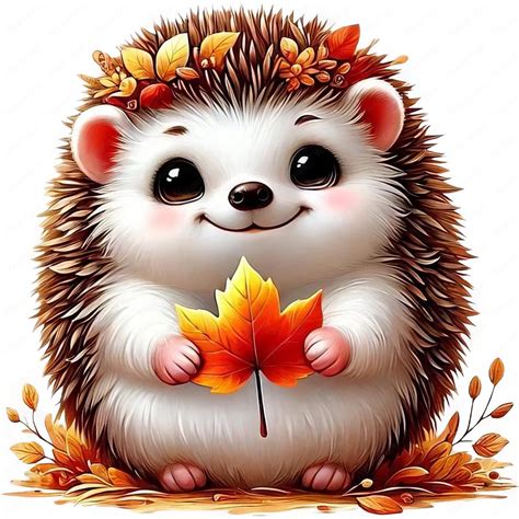 Autumn Hedgehog Clipart Cute Fall Hedgehog Clipart Bundle 10 High ...