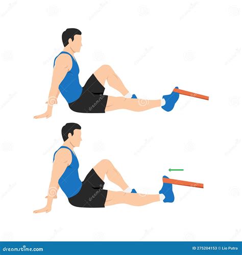 Man Doing Resistance Band Dorsiflexion Exercise Stretch. Ankle Exercise Stock Illustration ...
