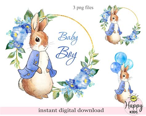 Buy Peter Rabbit PNG, Rabbit Sublimation Design, Baby Boy Png Print ...