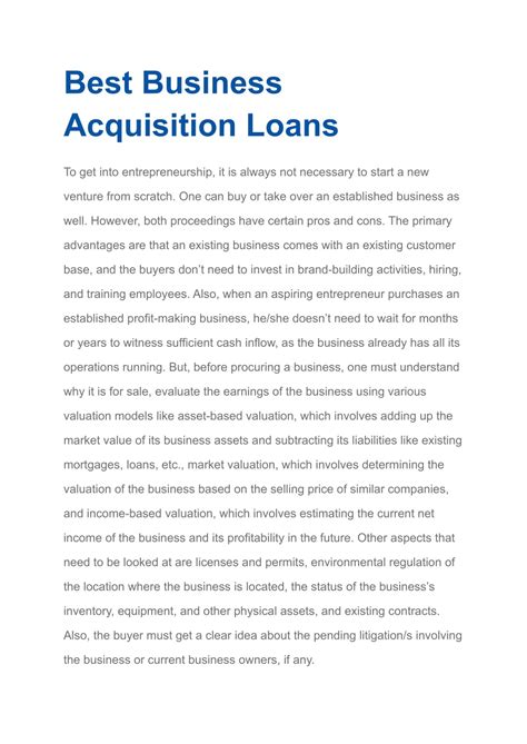 PPT - Best Business Acquisition Loans PowerPoint Presentation, free ...