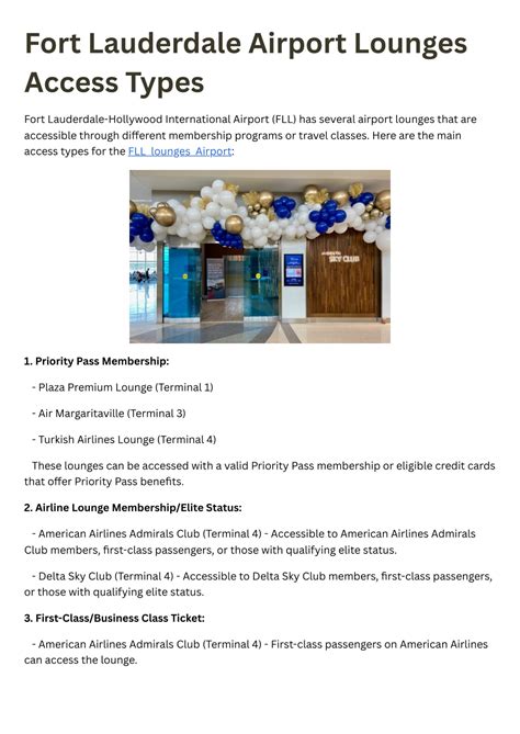 PPT - Guide to Fort Lauderdale Airport Lounges Access Types PowerPoint ...
