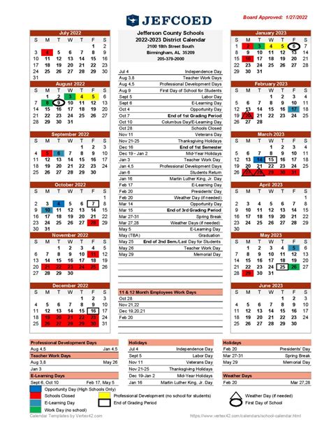 Jefferson County Schools Calendar Holidays 2022-2023 PDF