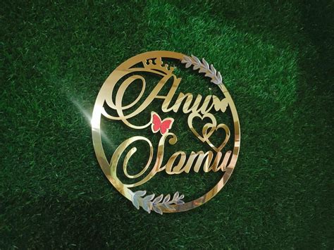 Galaxy Print Creations Customized Acrylic Round Golden Words Shiny Look ...