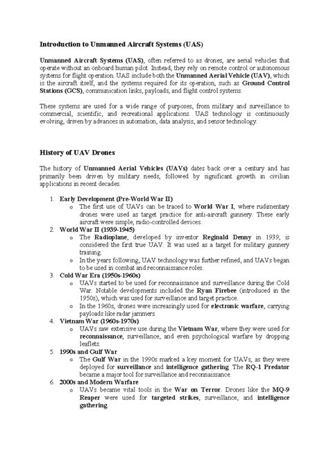UAS 101: Introduction to Unmanned Aircraft Systems - Unit 1 Notes - Studocu