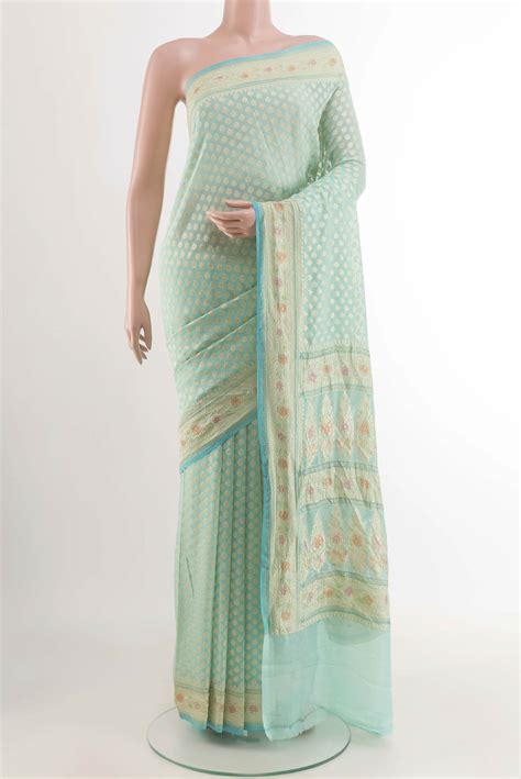 Blue Banarasi Georgette Saree – Nalli Silk Sarees Pvt Ltd