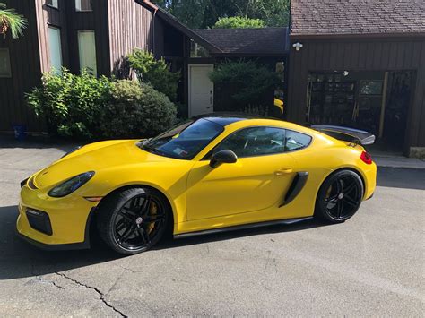 Porsche Cayman GT4 981 Yellow with HRE P107 Aftermarket Wheels