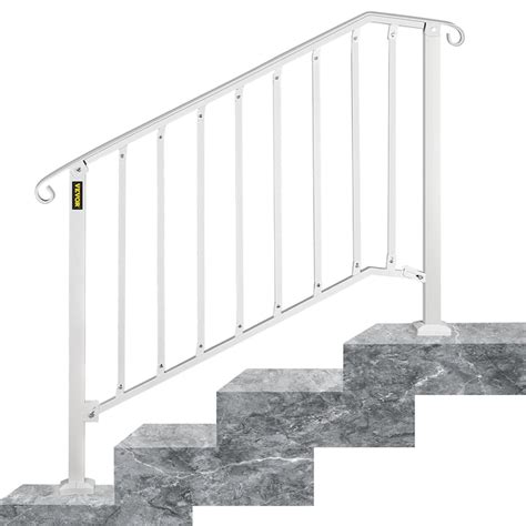 VEVOR Handrails Stair Railing 4-Feet x 38-Inches White Steel Deck Stair ...