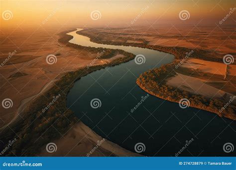 Aerial Image of the Euphrates River Stock Illustration - Illustration ...