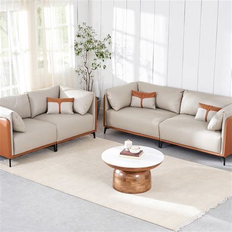 Buy Bosco Faux Leather 3+2 Seater Sofa Set with Cushions - Grey from ...
