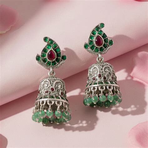 Silver 925 Paisley Jhumka Earrings – Unniyarcha
