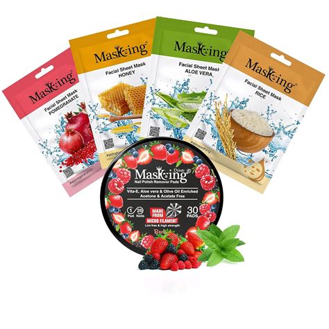 Buy MasKing Beauty Facial Sheet Mask Pomegranate, Honey, Aloe Vera ...