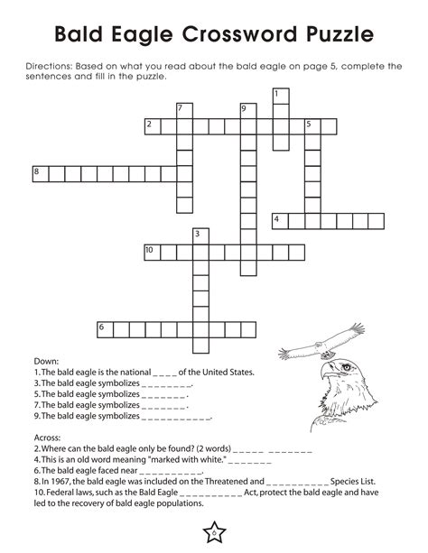 Bald Eagle Crossword puzzle | Free Printable Puzzle Games