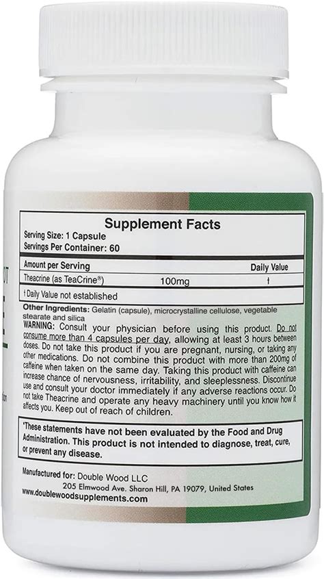 Double Wood Supplements Theacrine Teacrine 100mg - Natural Energy and ...