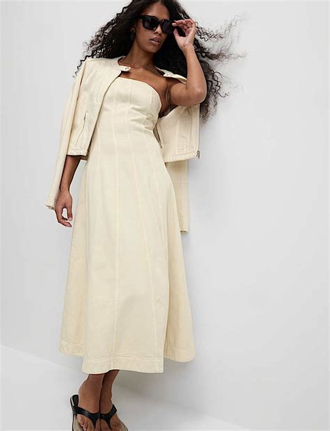 Buy Denim Bandeau Midi Skater Dress at Marks & Spencer