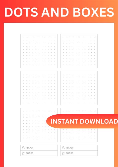 Dots and Boxes Printable Game. Dot Grid Printable Sheet. Pig | Inspire ...