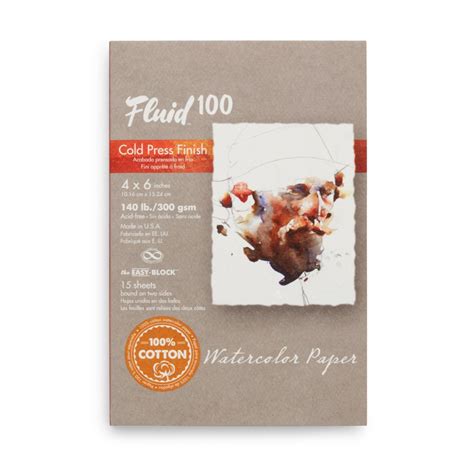 Speedball Fluid 100 Watercolour Paper - Medium 300 GSM - 4 x 6" Easy Block