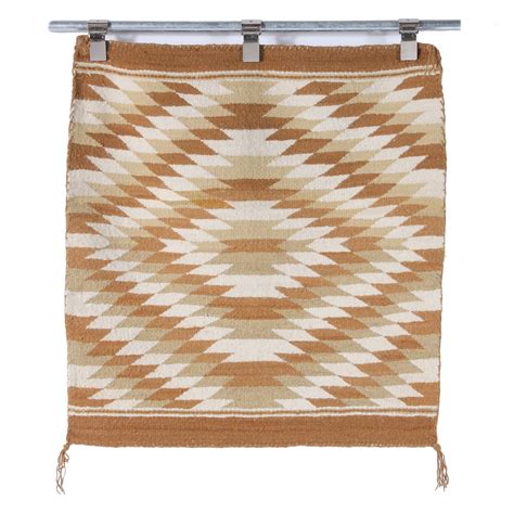 Lot - Native American Indian saddle blanket in tan and cream. 28 1/2" x ...