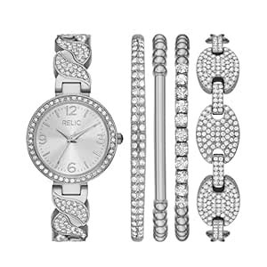 Buy Relic by Fossil Women's Glitz Three-Hand Silver Tone Metal Watch ...