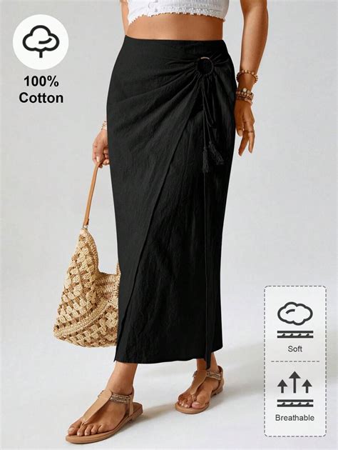 Luneh SHEILUNE Plus Size Women's O-Ring Decorated Ruched Mid-Length ...
