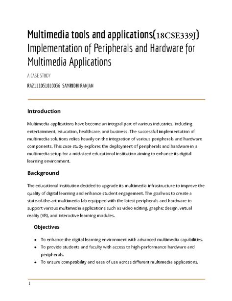 Multimedia Tools & Hardware Implementation Case Study (18CSE339J) - Studocu