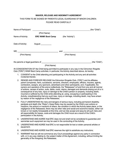 Canada ERC WAM Boot Camp Waiver Form - Fill Online, Printable, Fillable ...