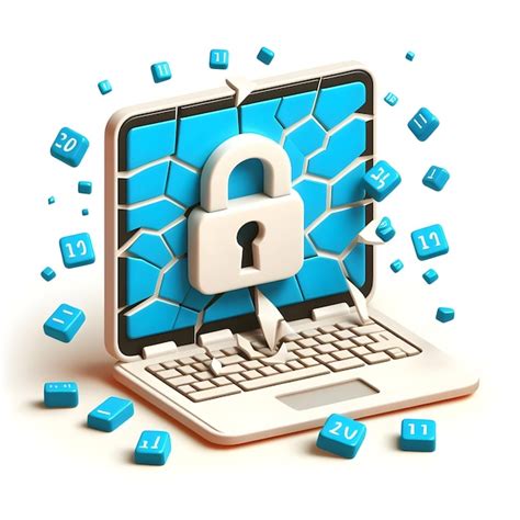 Data breach concept as cracked screen with leaking bytes with white ...