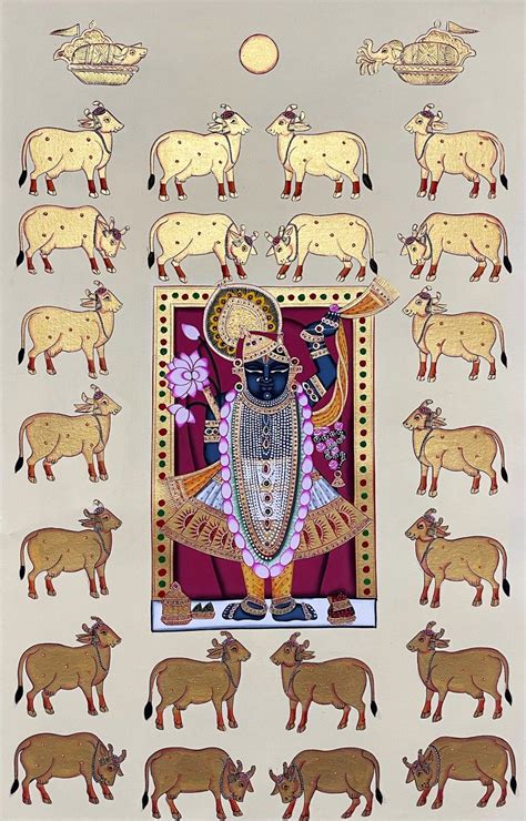 Buy Shrinathji Pichwai Painting, Wall Decor, Cow Pichwai Art Handmade ...
