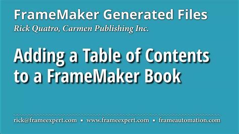 Image result for Adding a TOC in FrameMaker