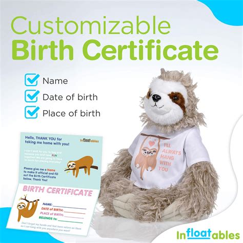 InFLOATables Sloth Stuffed Animal - Giant Three-Toed Sloth Plush - Soft ...
