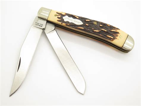 Vtg '80s Schrade USA 285UH Trapper Uncle Henry Folding 2 Blade Pocket ...