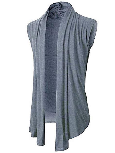 Men's T Shirt Undershirt Sleeveless Stand Collar Plain Vests Black Army ...