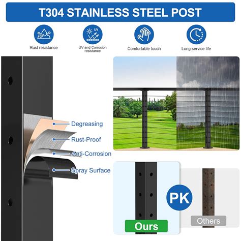 PLANTOP 35 Stainless Steel Corner Cable Railing Post, Black India | Ubuy