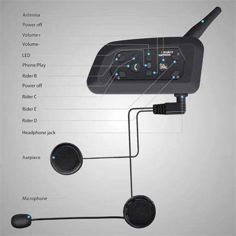 V6 Bluetooth Helmet Intercom Headset for 6 Riders (Single Unit) - The ...