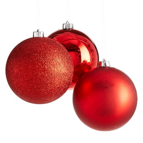 3 Count Red Mix Shatterproof Ornaments | Holiday Decor | At Home