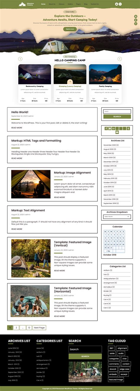 Free Camp WordPress Theme : Build Your Camping Website