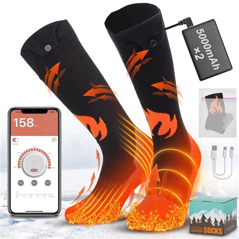 Electric Heated Socks with APP Control for Men Women, 5000mAh Battery ...