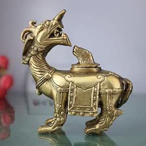 Bhunes Brass Dragon Shaped Ink Pot Hand Carved Vintage Chinese Peetal ...
